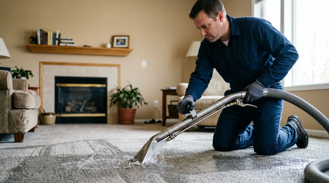 Water damage restoration technician working near Barhamsville, VA